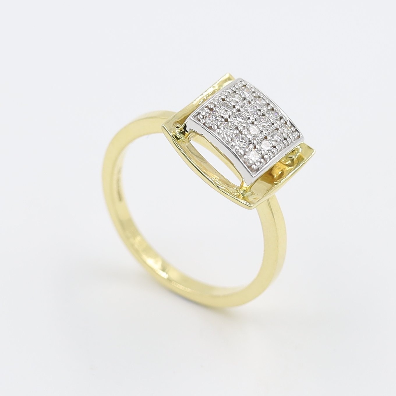 14Kt Yellow Gold Designer Ring Studded With Natural Diamonds