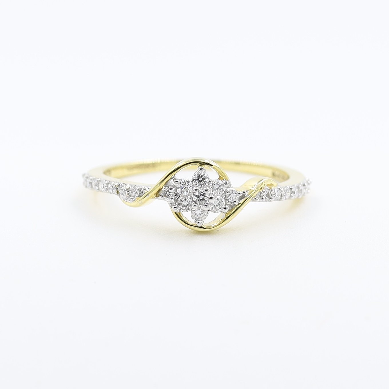 14Kt Yellow Gold Contemporary Line Diamond Ring