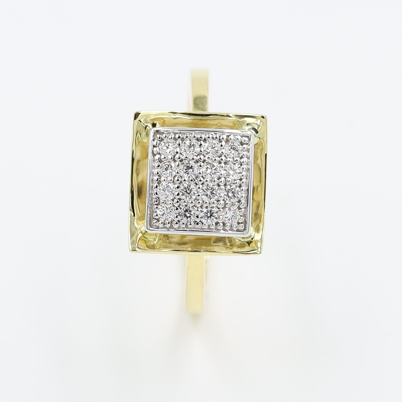 14Kt Yellow Gold Designer Ring Studded With Natural Diamonds